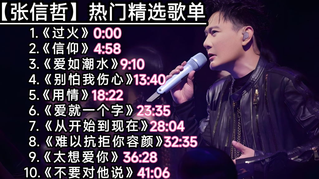【张信哲】10首年度最火歌曲《过火》《信仰》《爱如潮水》《别怕我伤心》《用情》《爱就一个字》《从开始到现在》《难以抗拒你容颜》
