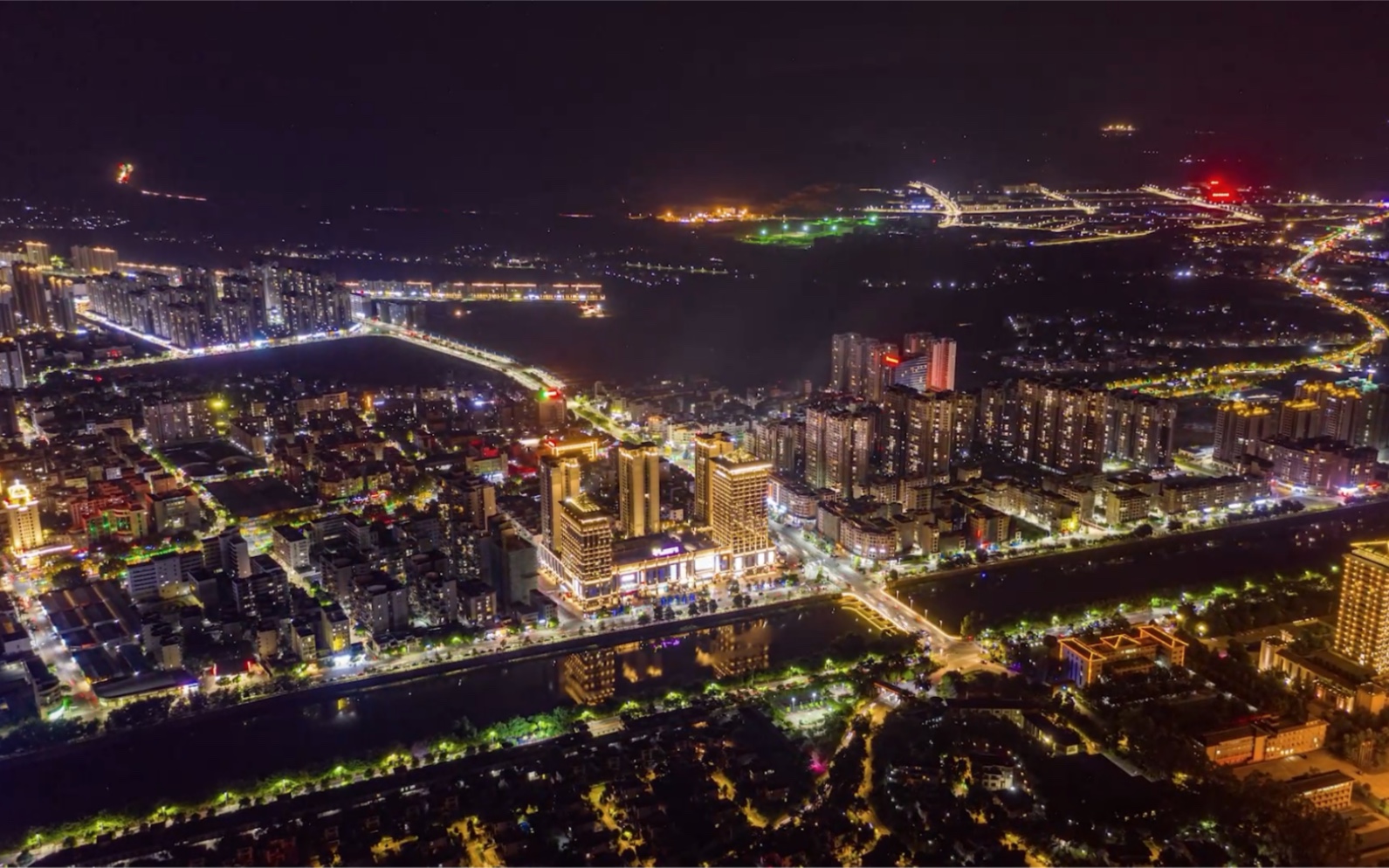 活动  新兴县城航拍夜景延时