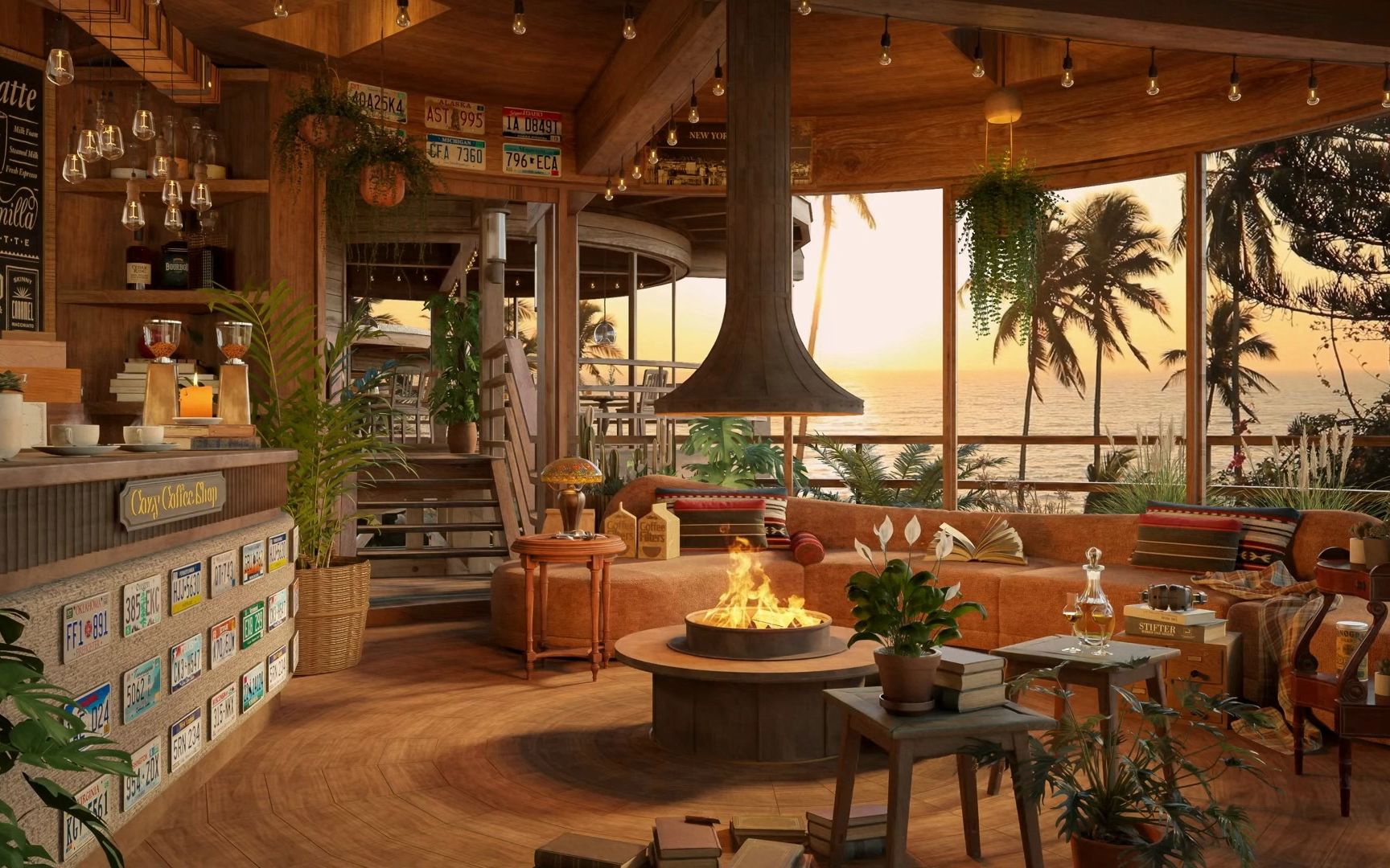 在海边的咖啡屋,享受放松的时光,音乐,篝火,与海浪声-_淇淇的果果