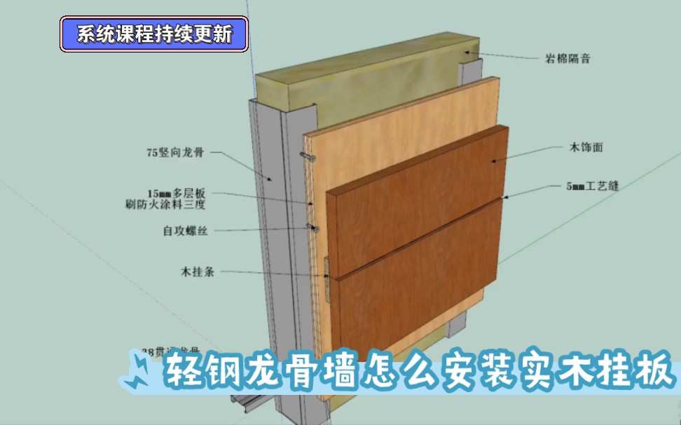 轻钢龙骨木饰面墙 100期装饰工艺图解哔哩哔哩bilibili