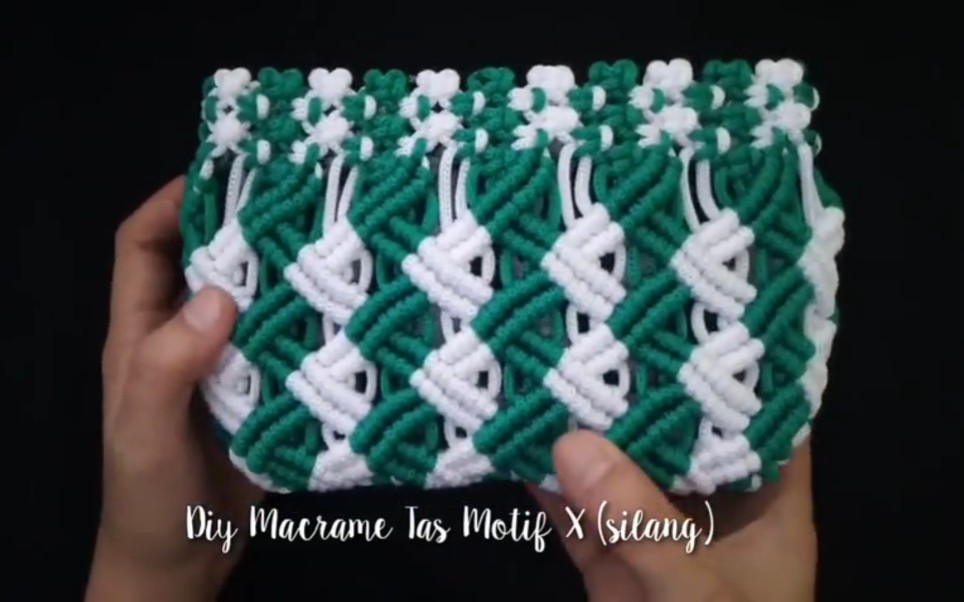 白绿拼花包包Diy Macrame Tas motif X哔哩哔哩bilibili