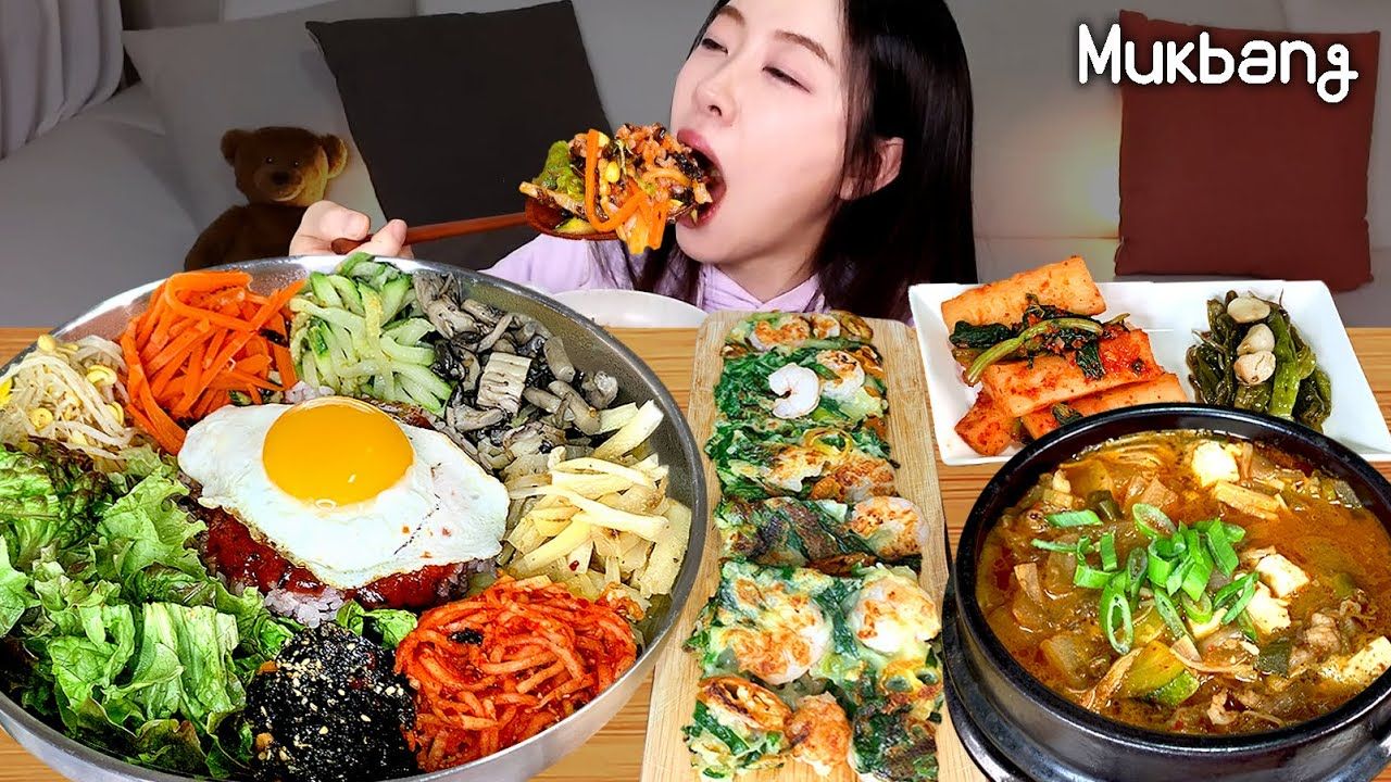 【GOODZZI】 韩国传统饮食拌饭,牛肉大酱汤,韭菜饼吃播哔哩哔哩bilibili