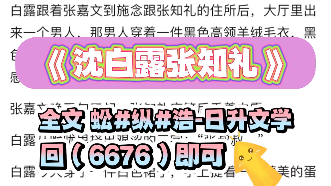 「日升文学」小说《沈白露张知礼》哔哩哔哩bilibili