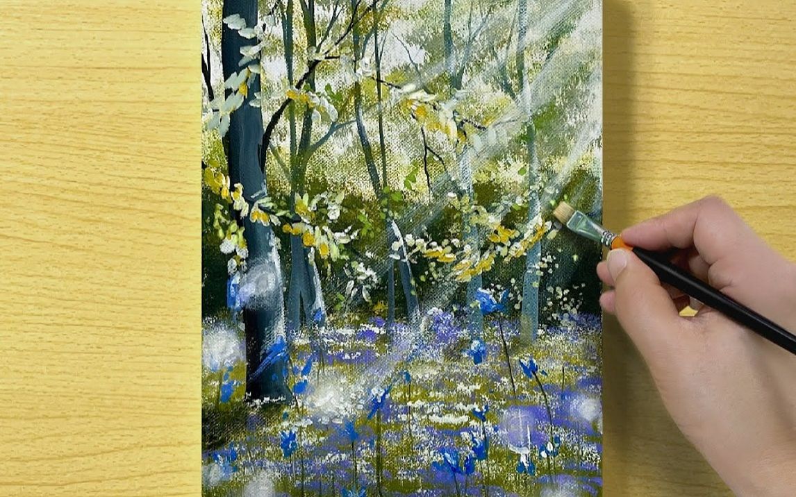 【丙烯画】【绘画教程】春天Acrylic Painting Spring Landscape哔哩哔哩bilibili