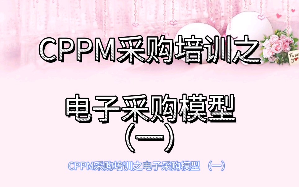 CPPM采购培训之电子采购模型(一)哔哩哔哩bilibili