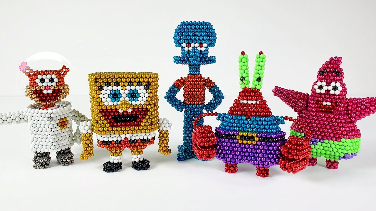 用磁力球制作海绵宝宝全家福,里面你最喜欢的是谁?