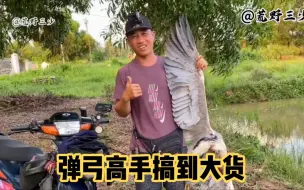 Video herunterladen: 外国小伙，使用弹弓户外狩猎，搞到一只一米多宽的大货