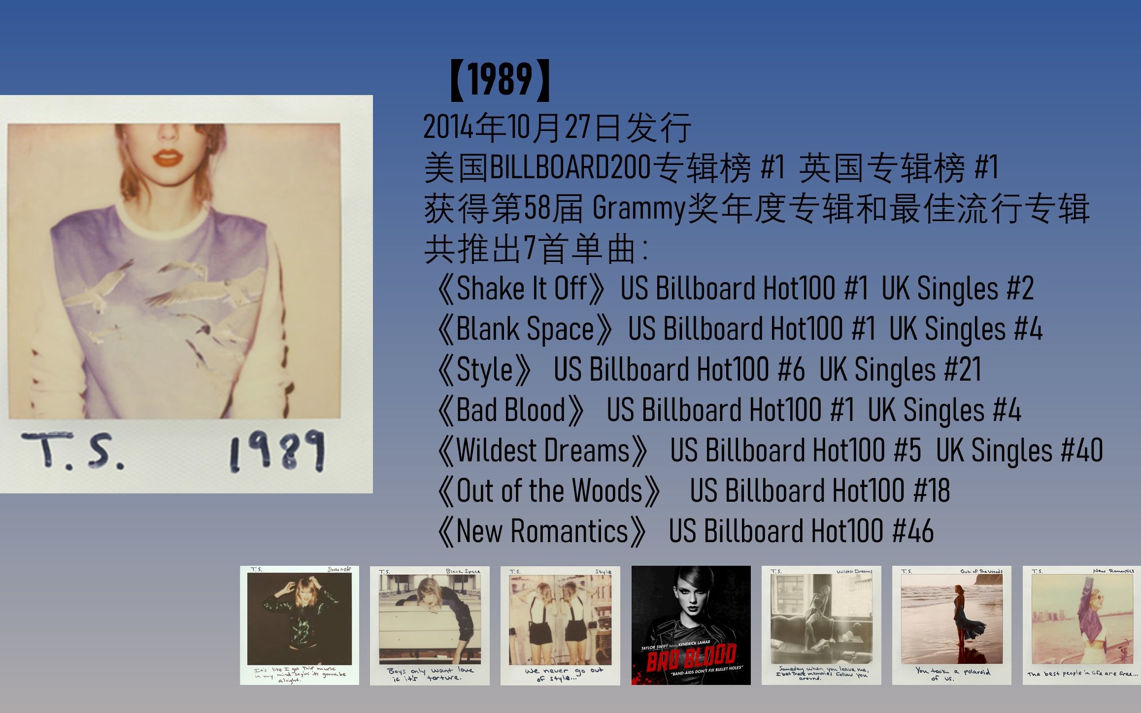 【Taylor Swift】2014年专辑《1989》(58届GRAMMY年专)综述及单曲MV汇总哔哩哔哩bilibili