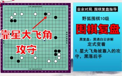 野狐围棋10级. 1.星大飞角被靠入的攻守,黑落后手.业余对局复盘指导.