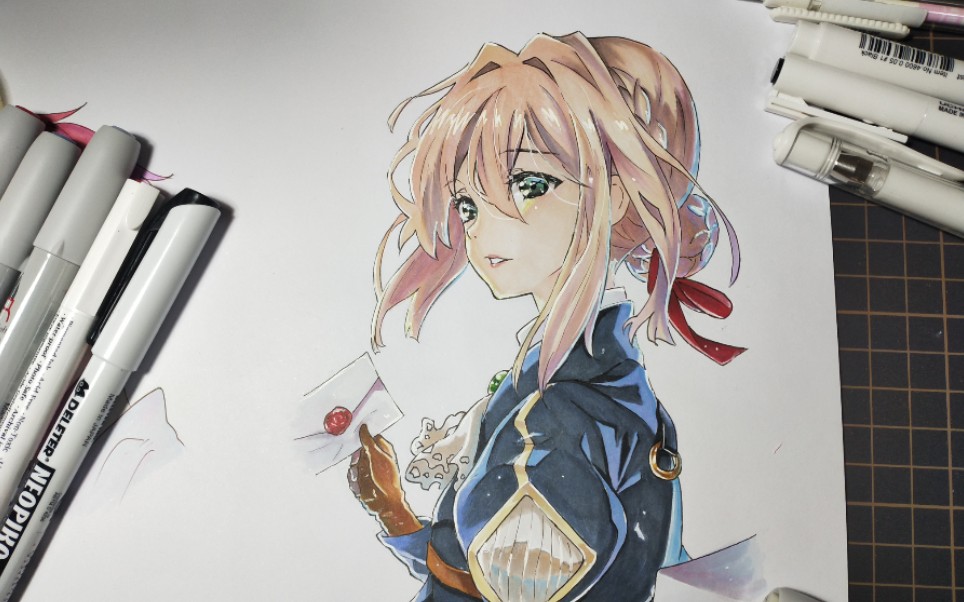 活动作品马克笔手绘薇尔莉特背光欣赏向