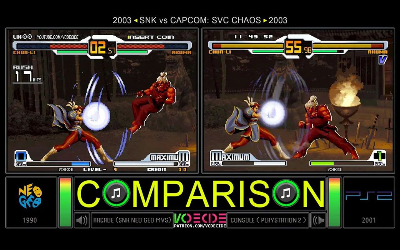 [图]《SNK vs CAPCOM: SVC CHAOS》街机 vs PS2 并排画质对比