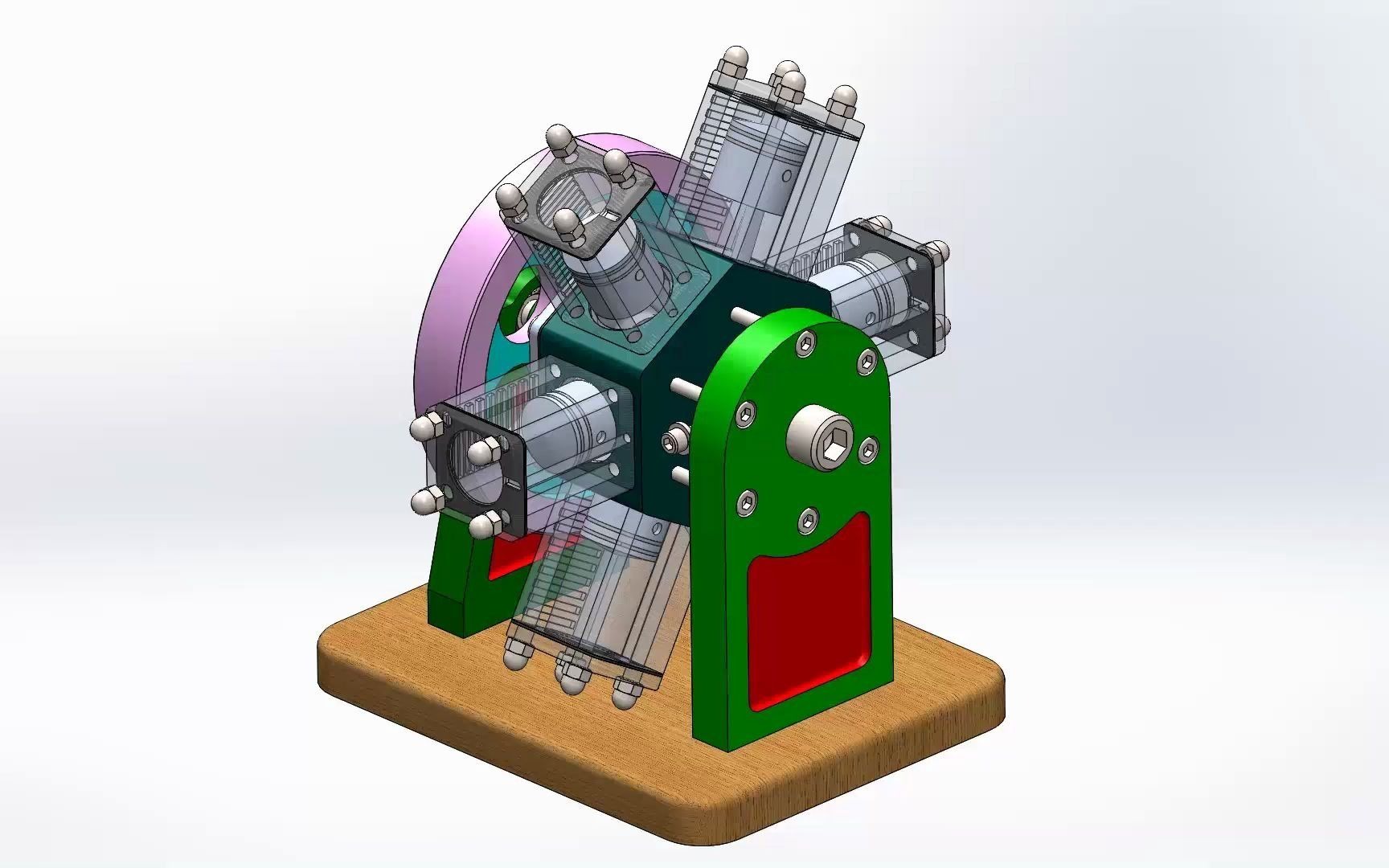 机械运动仿真,六缸气动星形发动机运动 动画展示(源文件相送)