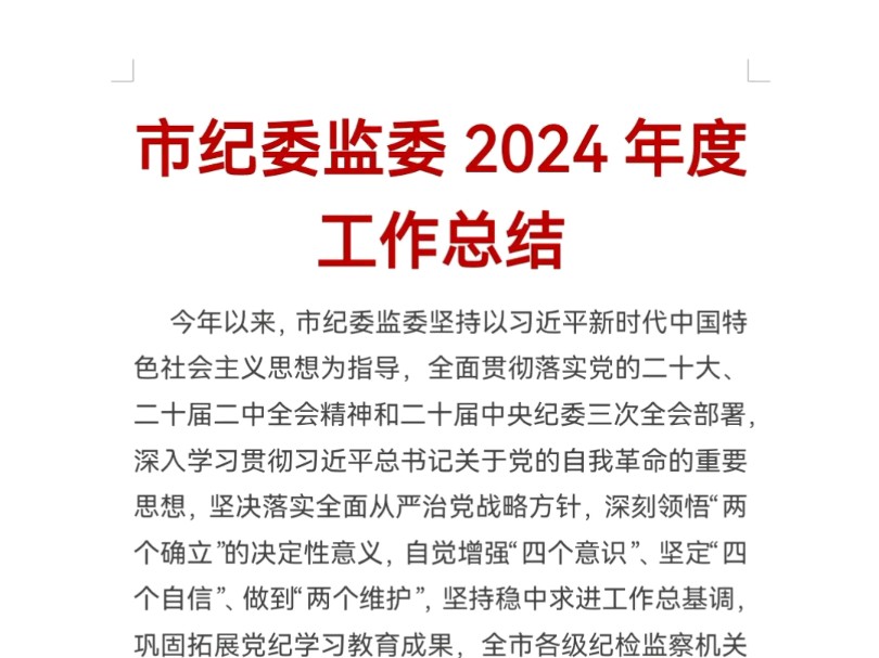 市纪委监委2024年度工作总结哔哩哔哩bilibili