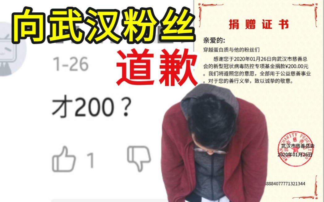 [图]非常抱歉！我只给武汉捐了200块！！