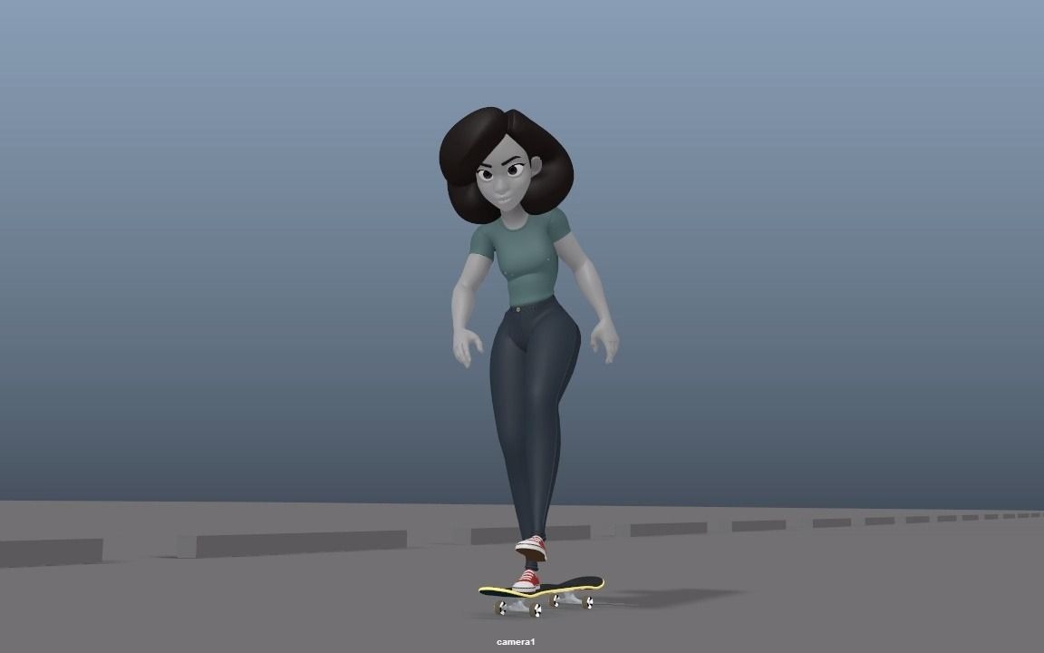 滑滑板动画参考