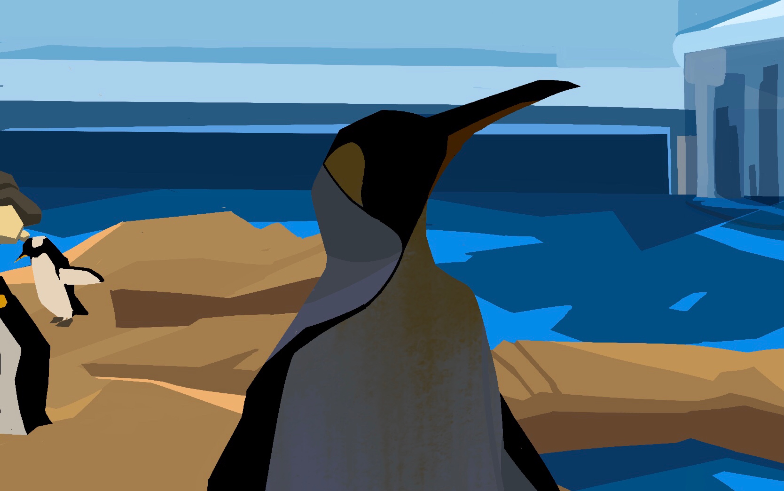 【procreate】用色块画两张蓝色系的照片