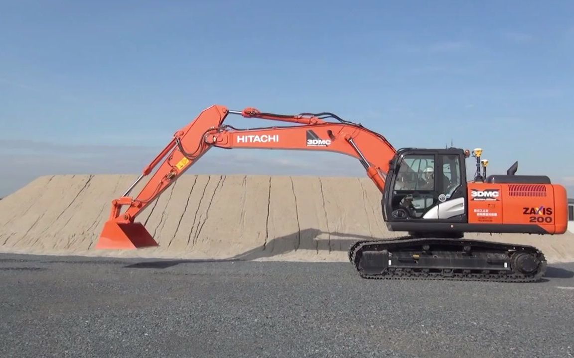 带你看日立zx200x-5b 3dmc挖掘机,找平和刷坡,非常简单!