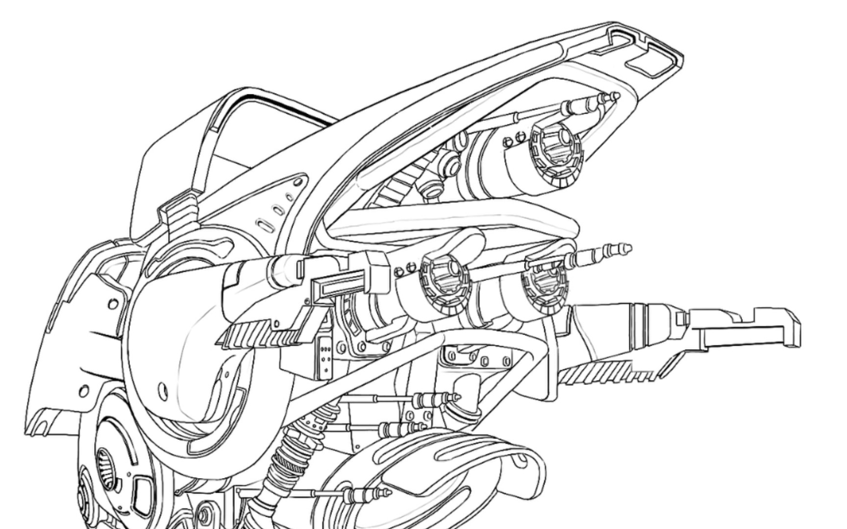 第一次勾出这么漂亮的线稿必须发一条视频 科幻载具图片写生
