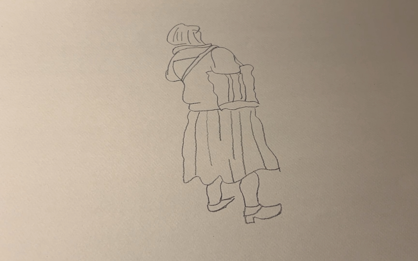 一灯一人一笔 人物速写 孤单女孩背影