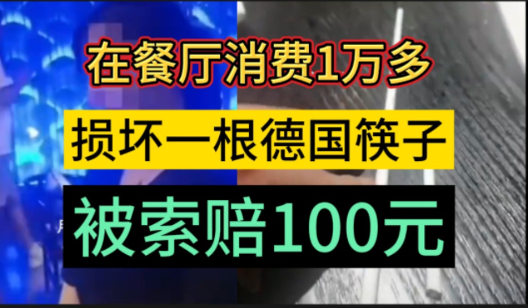 完整版视频:浙江温州,网友在一家餐厅用餐时,损坏了一支德国白瓷筷子,遭索赔百元,因此双方发生了争吵,最后餐厅把赔偿金退掉了.哔哩哔哩bilibili