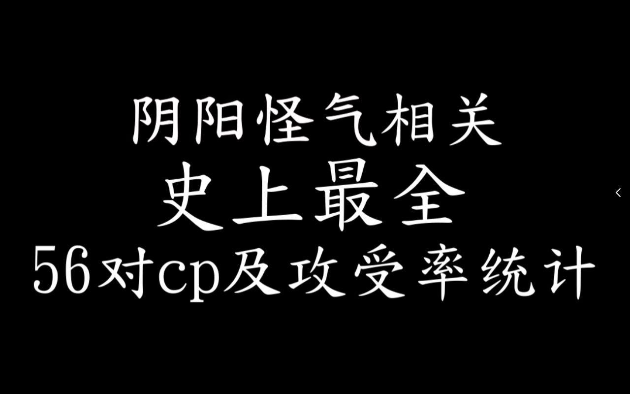 [图]【阴阳怪气cp】史上最全56对cp及攻受率统计（cp双方有一方为猩花幻茄蕾即计入统计）