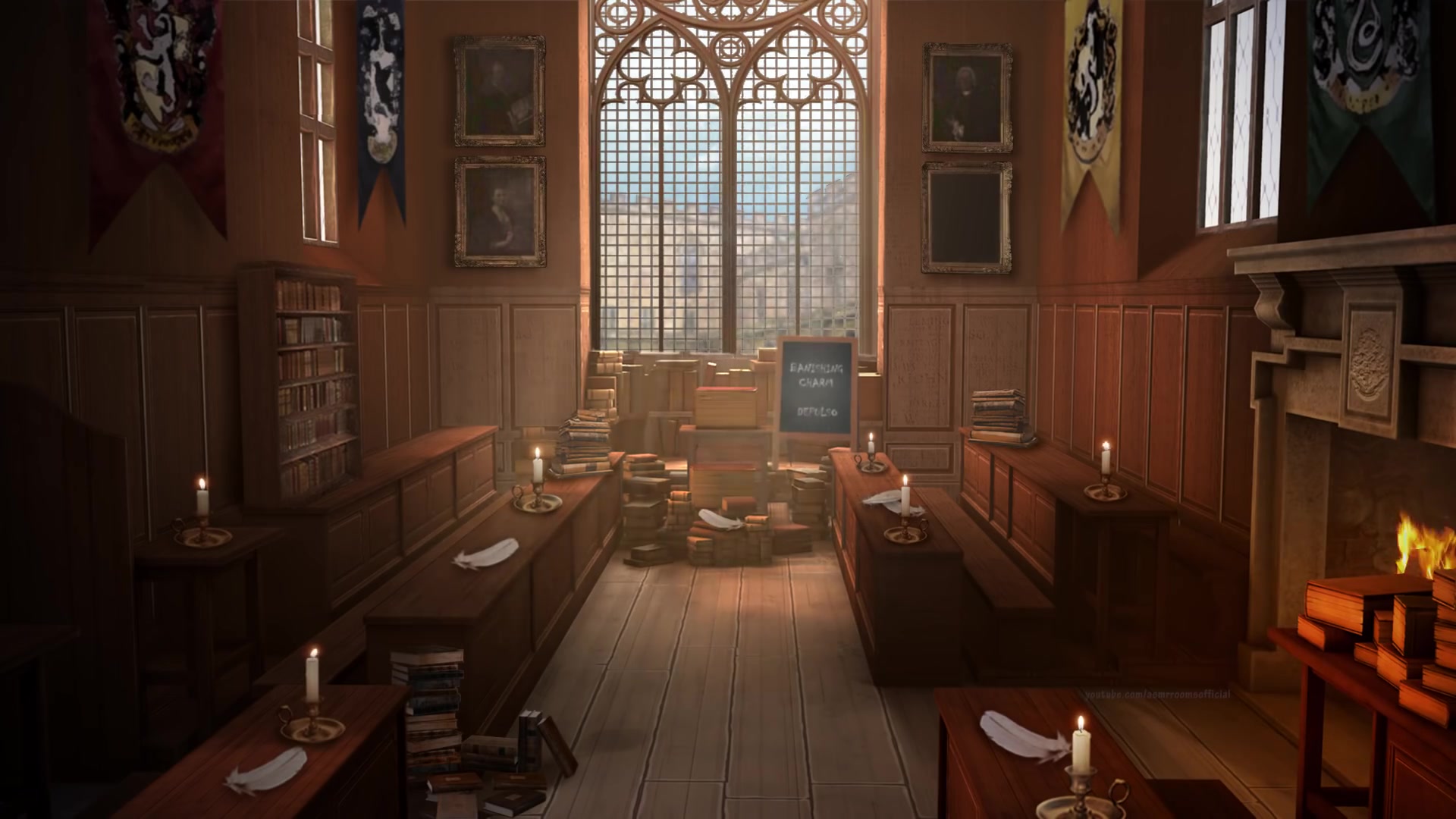 这么巧你也在赶作业73霍格沃兹白噪音73魔咒课教室阳光与暴雨变换