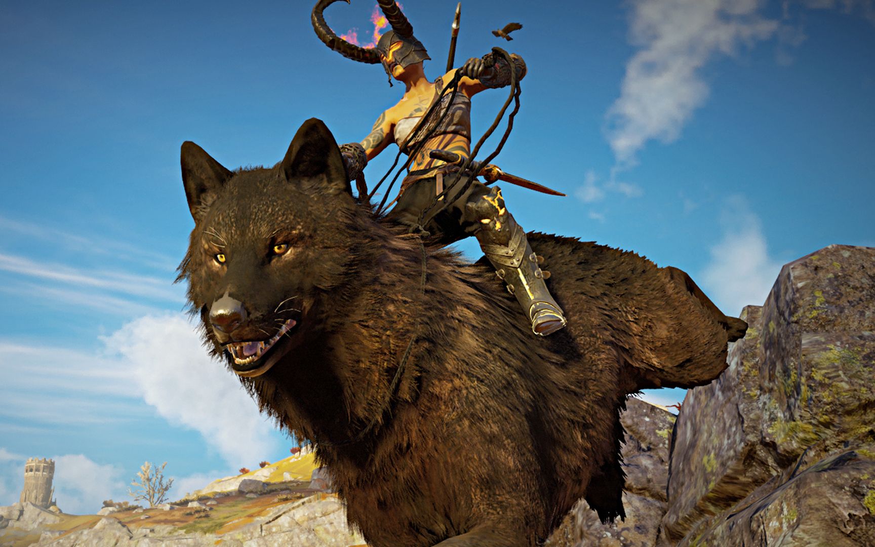 刺客信条英灵殿骑上狼了人也年轻了