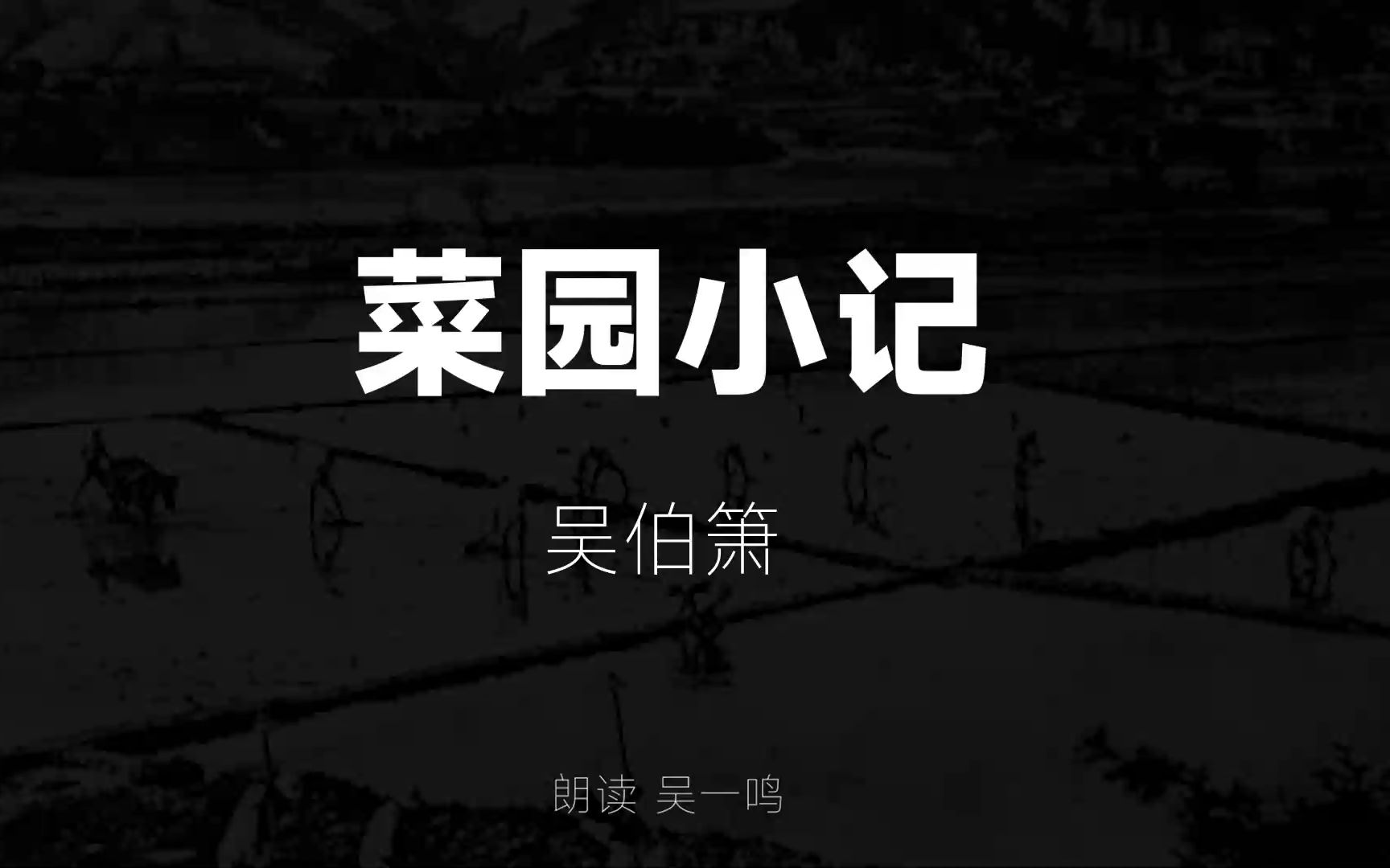 菜园小记吴伯箫20世纪中外散文经典朗读计划