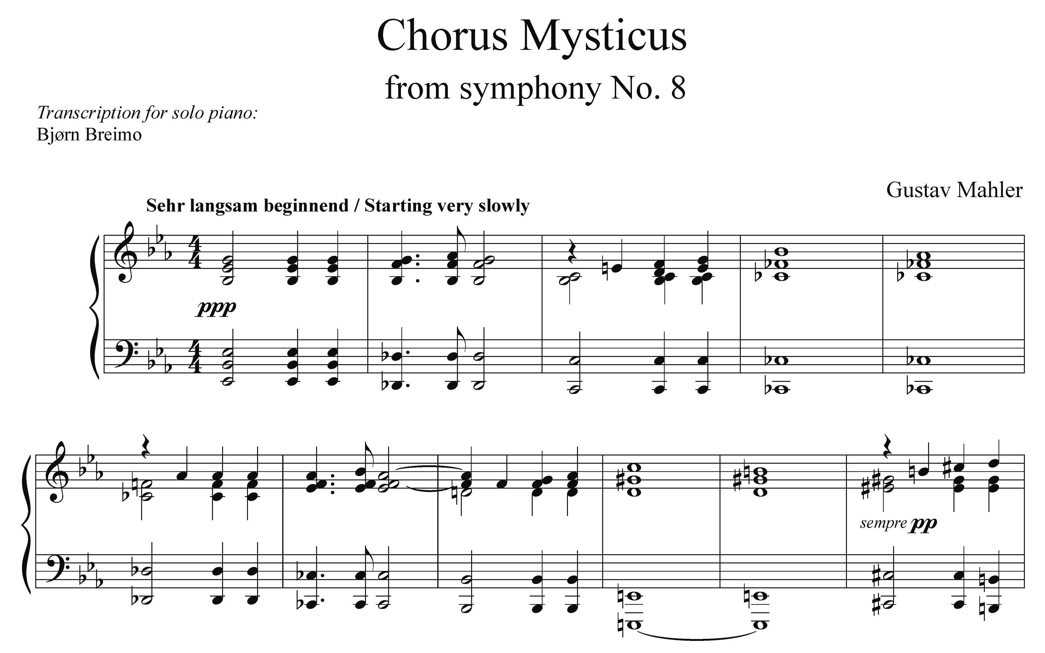 [图]【Bjørn Breimo 钢琴独奏改编】 马勒《第八交响曲》神秘的合唱 'Chorus Mysticus'