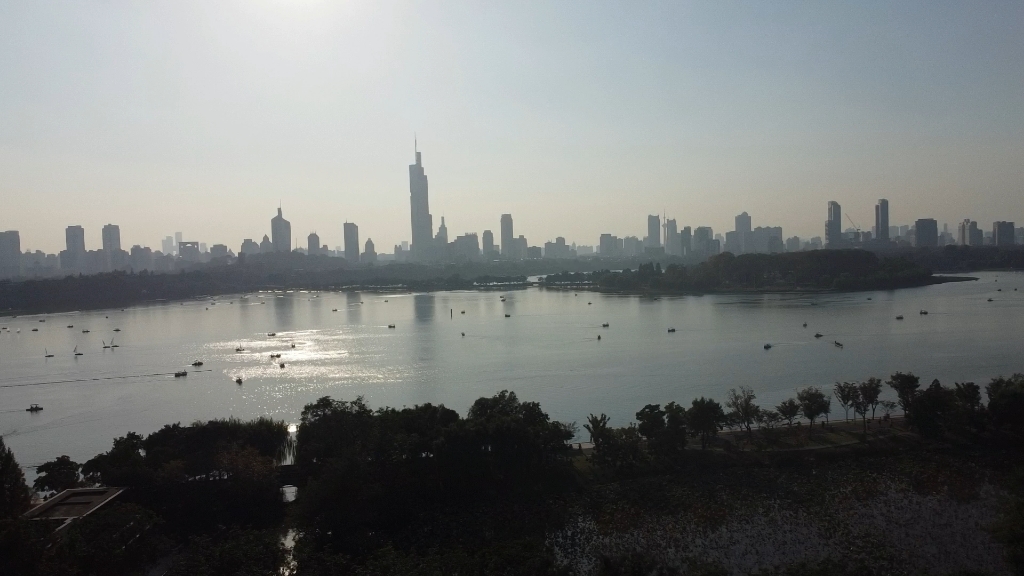 南京 玄武湖 紫金山 航拍