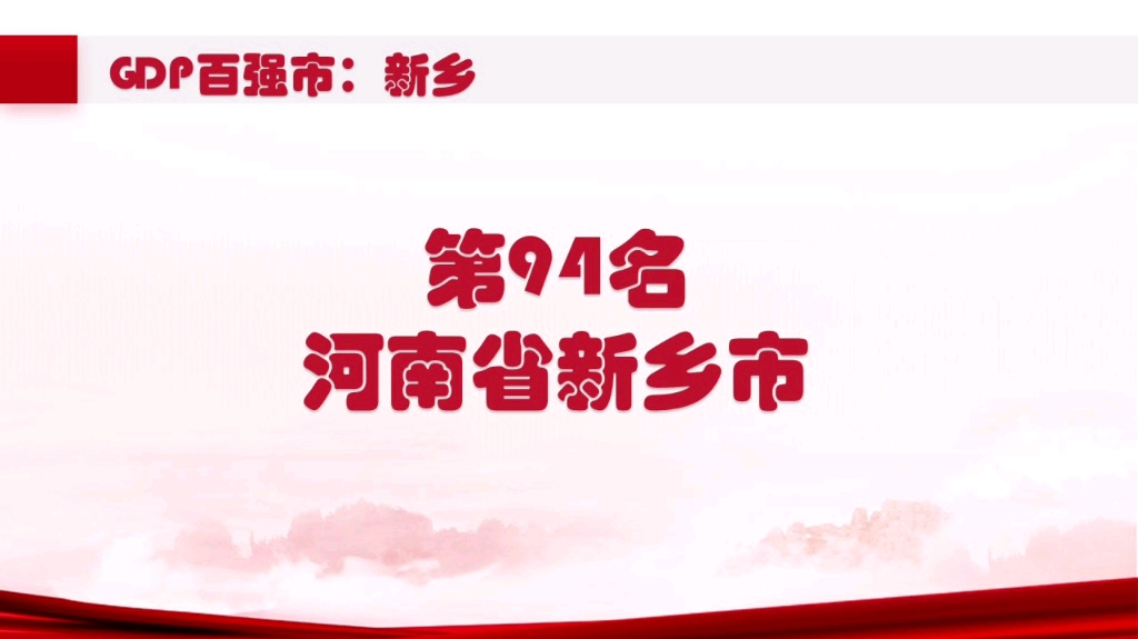 GDP百强市:第94名 新乡哔哩哔哩bilibili