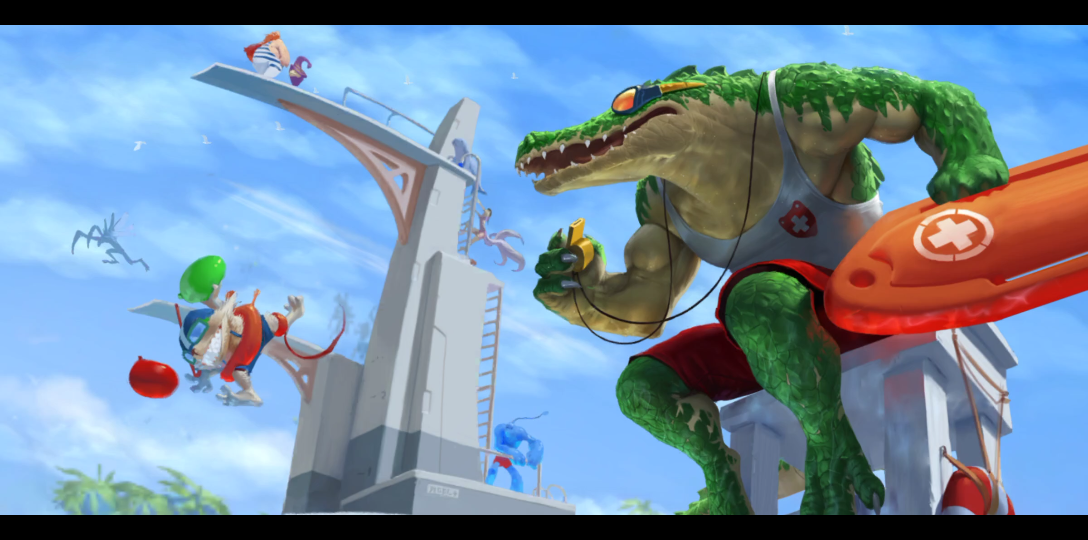 泳池派对鳄鱼4k60帧动态原画