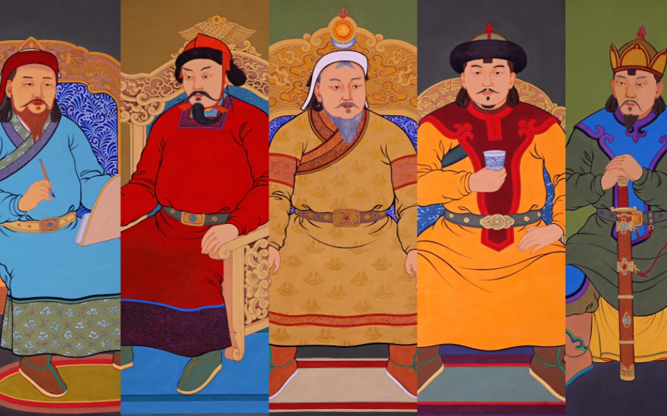 蒙古37位帝王 可汗 全身像