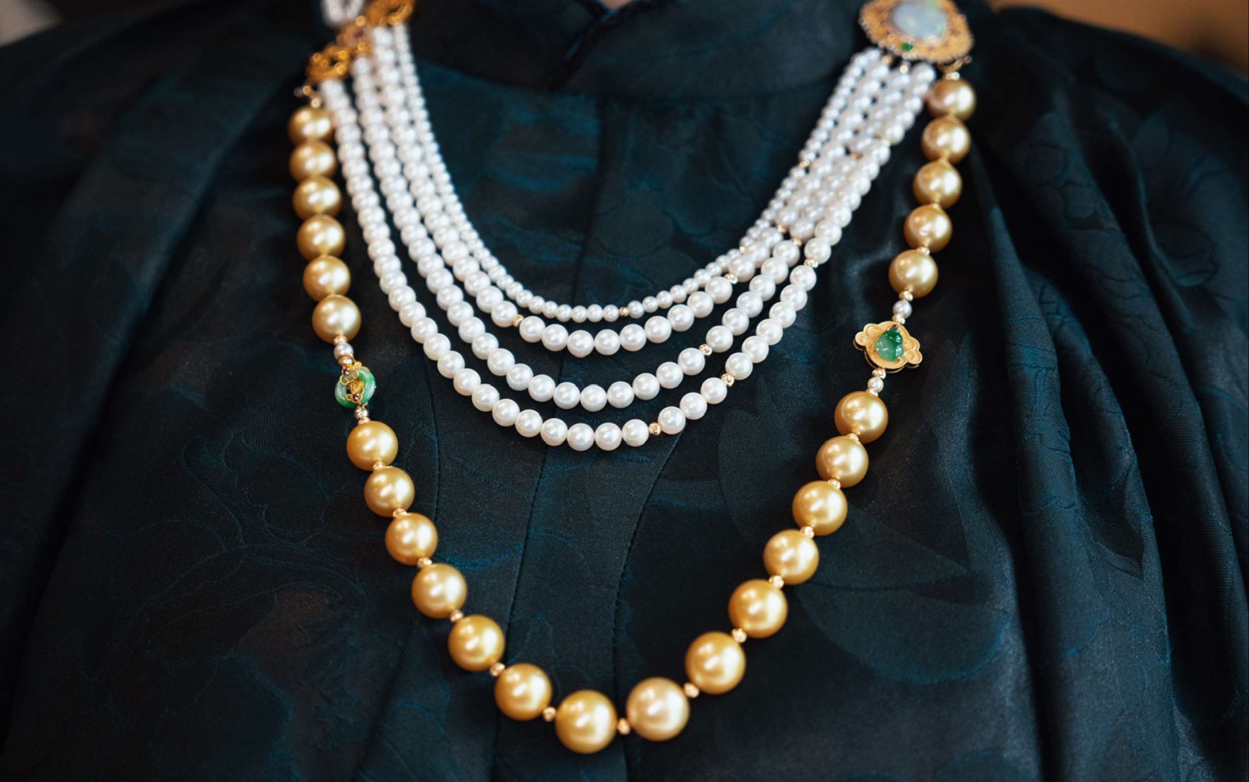 大珠小珠落玉盘——多排珍珠链开箱