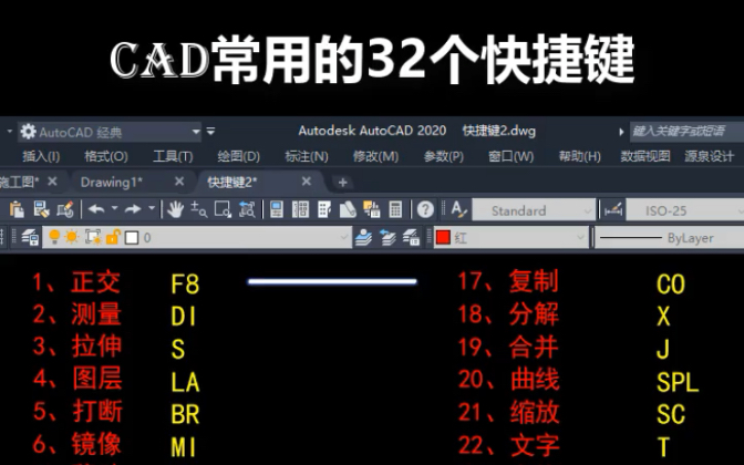 CAD常用的32个快捷键哔哩哔哩bilibili