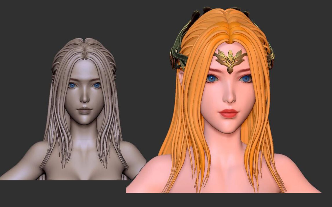 斗罗大陆-千仞雪3d建模-头部细节雕刻