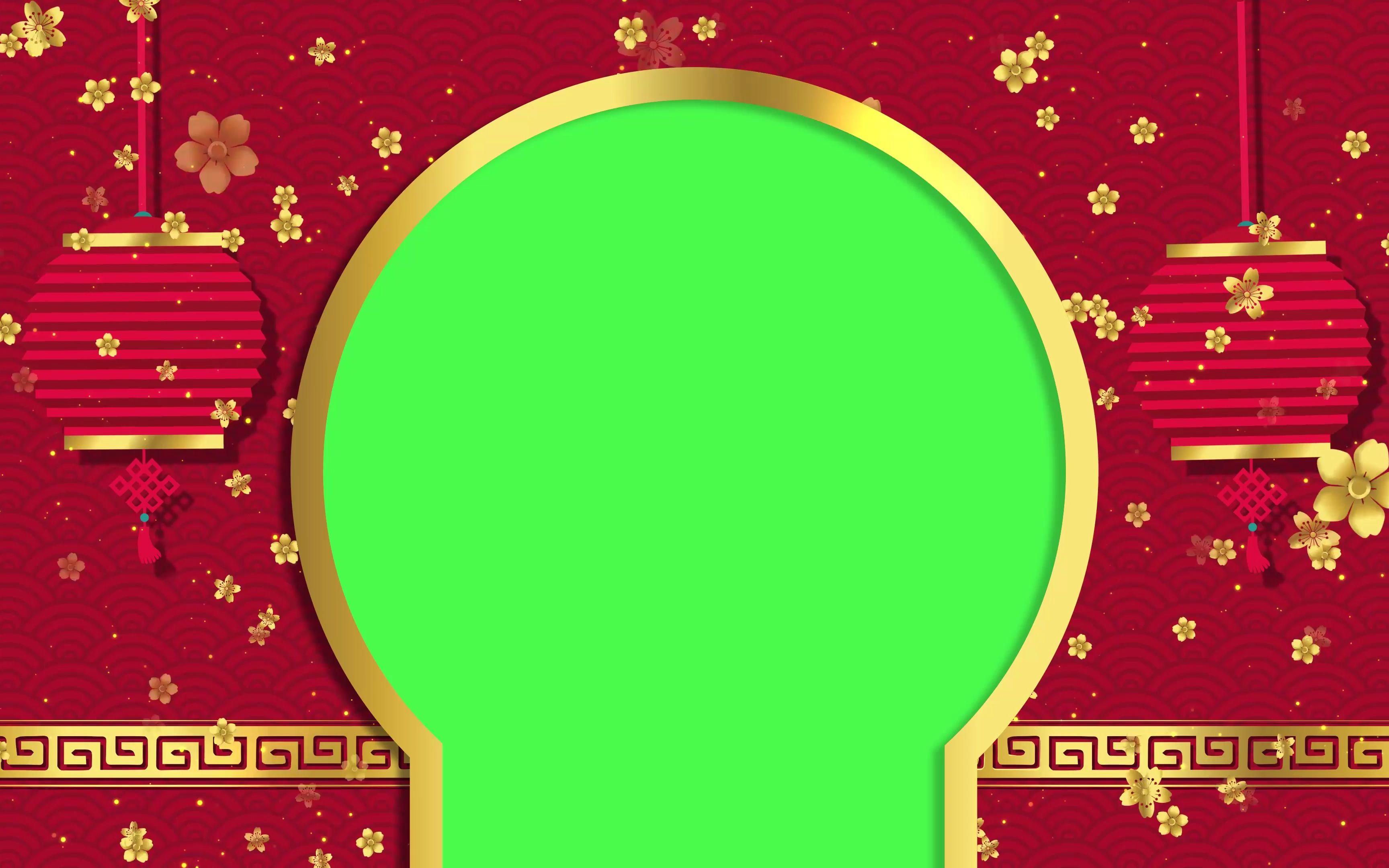 2023春节新年拜年祝福边框相框绿幕剪映抠像ae抠像视频@特效牛绿幕