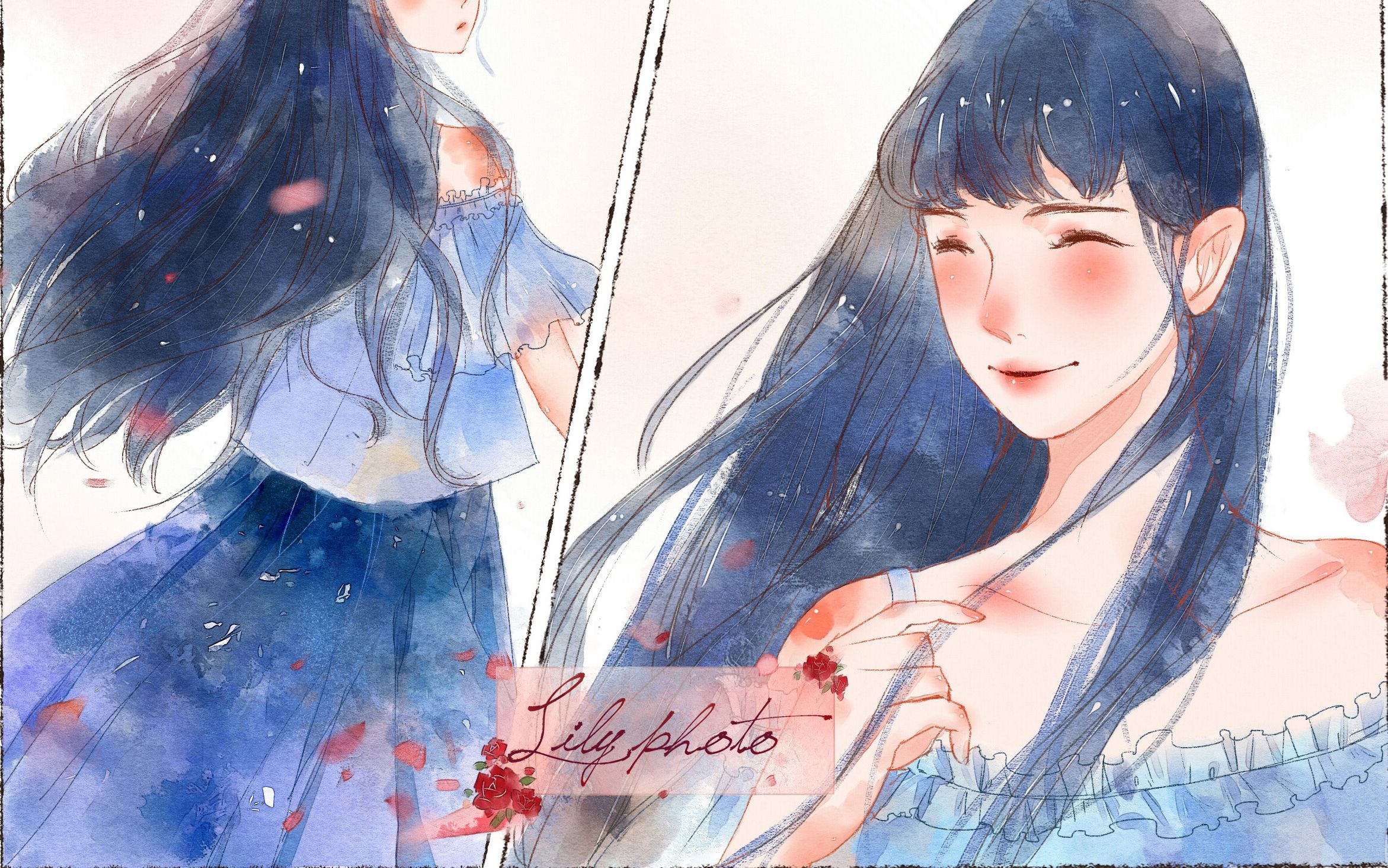 【板绘】水彩风格板绘海报 sai板绘过程