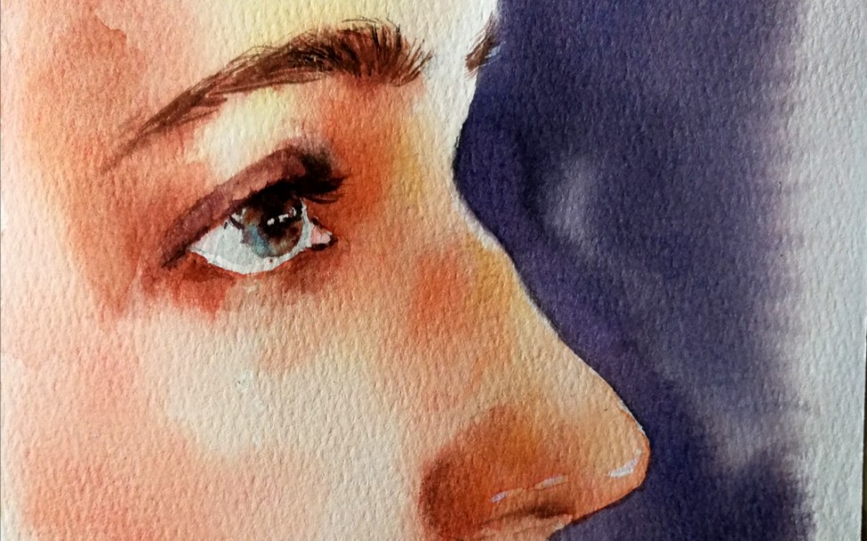 水彩人物三分钟教你画个侧脸