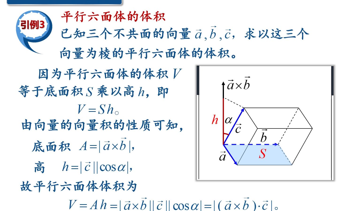 高等数学视频第八十五讲(精选):向量的混合积.从平行六面体的体积引出混合积的定义,进而推得各种有用的结论.讲解详细、条理清晰,动画精美,通...