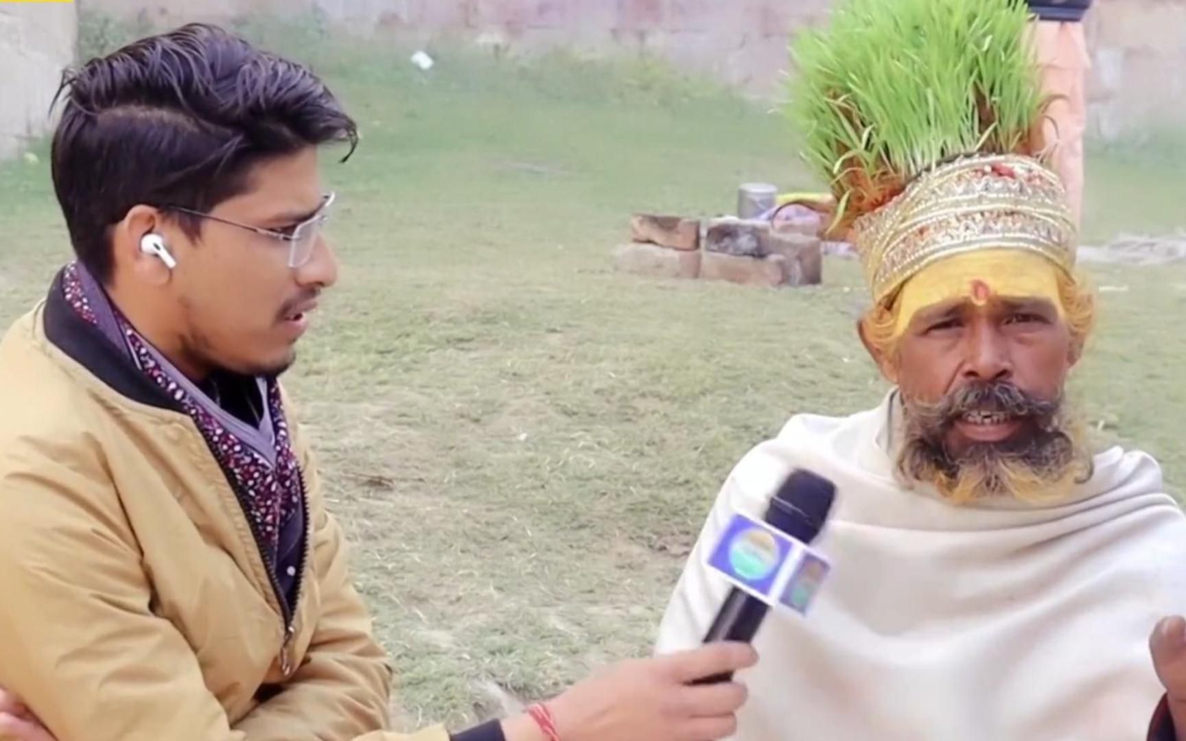 印度苦行僧在自己的头顶种水稻,头上绿油油,最后成熟了吗?