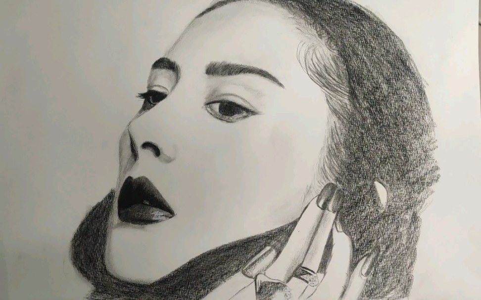 杨幂肖像素描过程分享