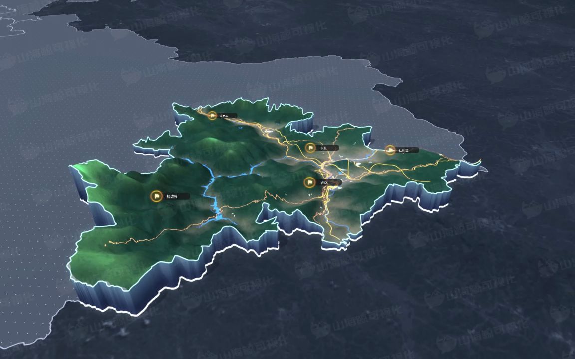 山海鲸可视化模板四川省攀枝花3d地图写实风三维地图