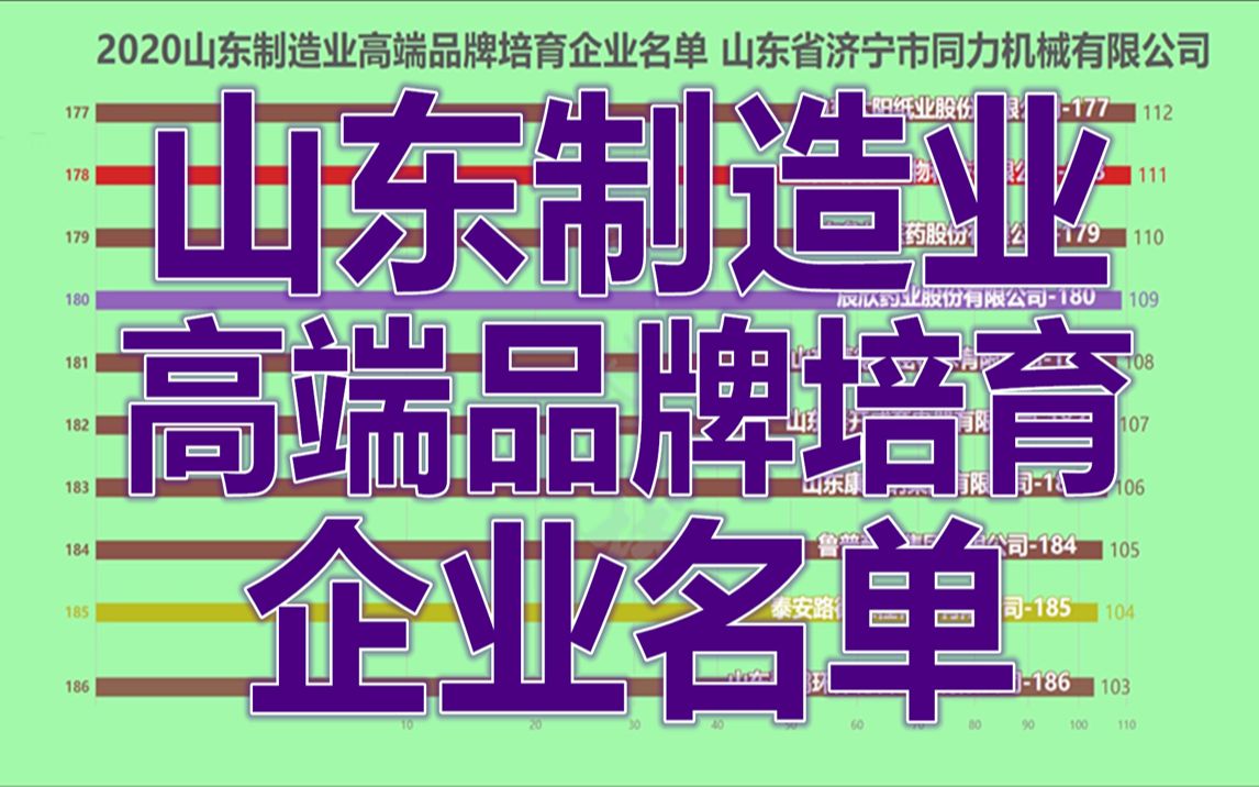 2020山东制造业高端品牌培育企业名单!哔哩哔哩bilibili