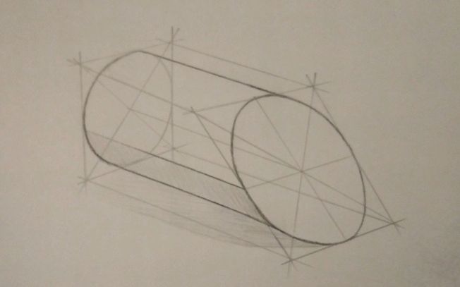 素描 几何体 斜切面圆柱体