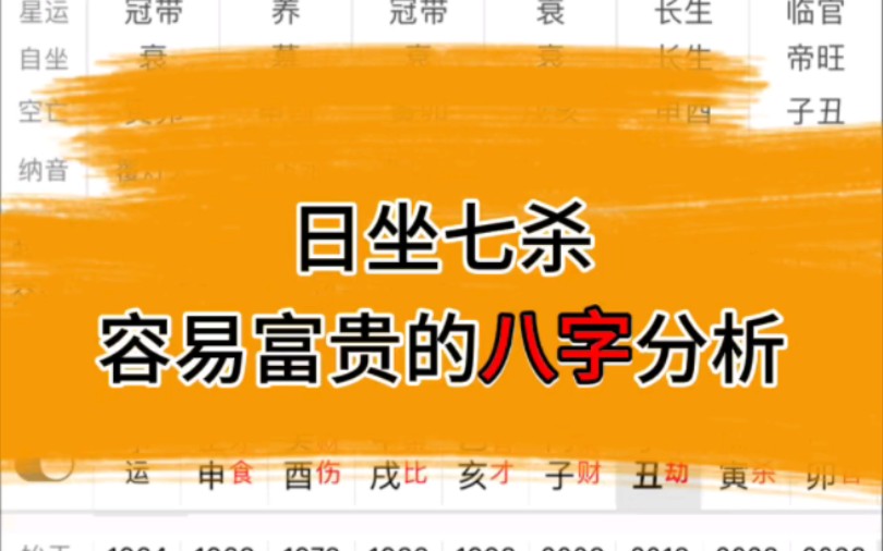 日坐七杀,容易富贵的八字分析哔哩哔哩bilibili