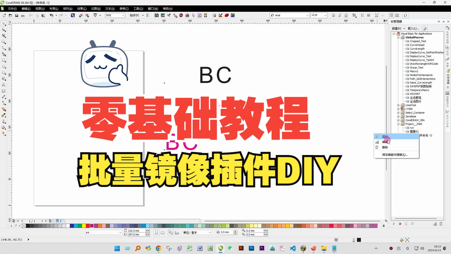 零基础教程 coreldraw 插件_批量镜像插件diy