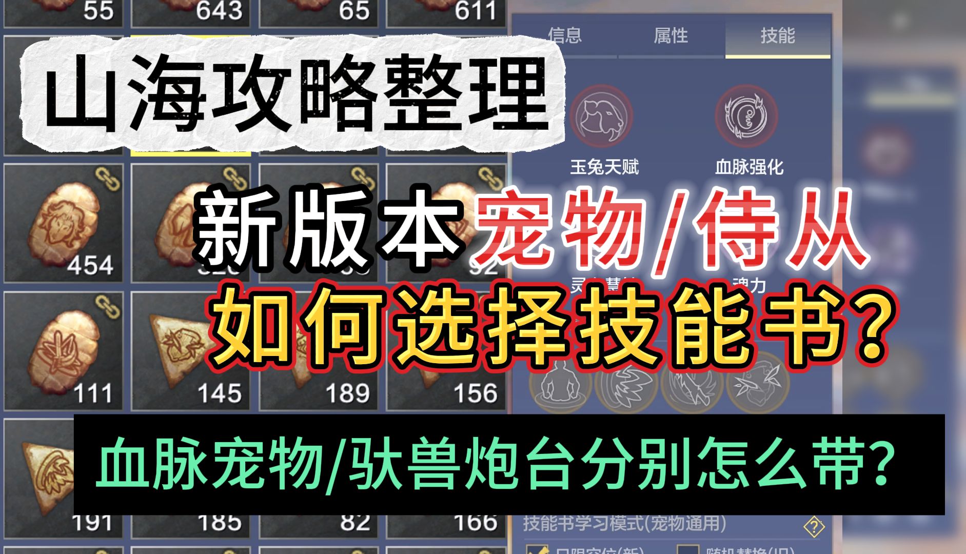 [图]山海攻略整理 新版本宠物/侍从如何选择技能书？血脉宠物、驮兽炮台分别怎么带？