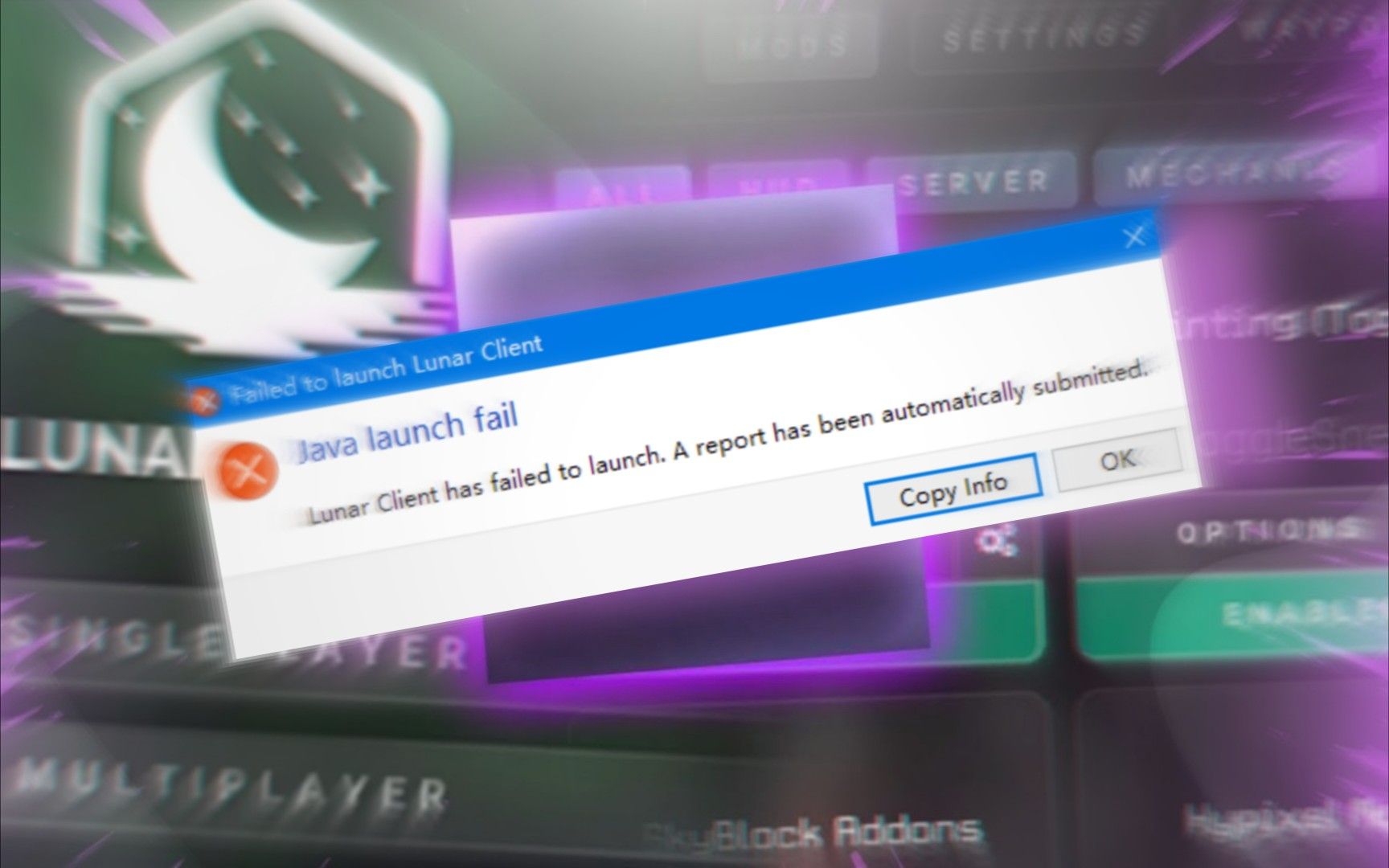 [图]【月亮端】Lunar启动失败？Java launch fail且还附带错误代码？打开不了？这里有解决方案！