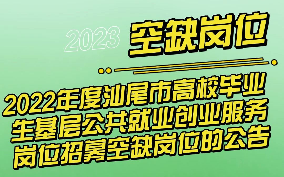 关于公布2022年度汕尾市高校毕业生基层公共就业创业服务岗位招募空缺岗位的公告哔哩哔哩bilibili